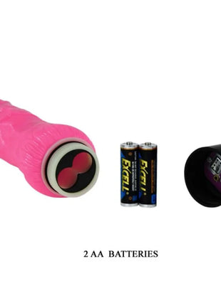 Rosa silikon vibrator von baile 24 cm mit strukturgriff, rundem boden, zwei aa batterien und schwarzer hülle