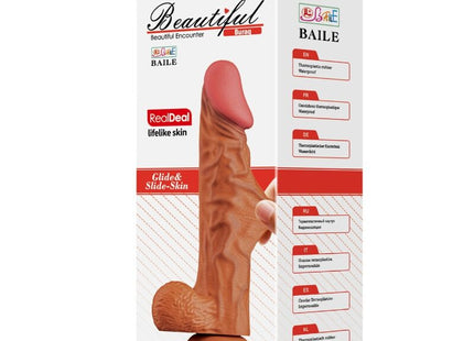 Realistischer dildo baile buraq 24 cm in fleischfarbe aus silikon mit strukturierter oberfläche und saugnapfbasis