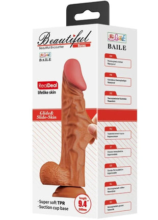 Realistischer dildo baile buraq 24 cm in fleischfarbe aus silikon mit strukturierter oberfläche und saugnapfbasis