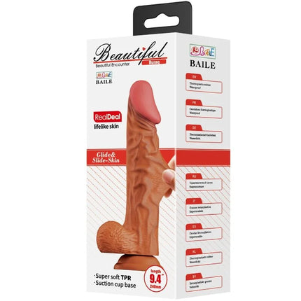 Realistischer dildo baile buraq 24 cm in fleischfarbe aus silikon mit strukturierter oberfläche und saugnapfbasis