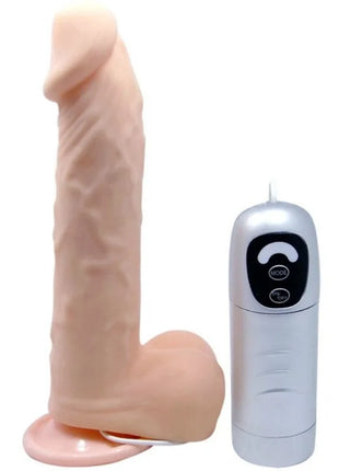 Beiger silikon realistischer dildo mit silberner fernbedienung und up und down funktion von baile