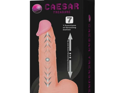 Caesar treasure realistischer dildo mit 7 funktionen aus pinkem silikon und silbernen chevronmustern mit saugfußbasis