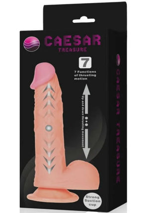 Caesar treasure realistischer dildo mit 7 funktionen aus pinkem silikon und silbernen chevronmustern mit saugfußbasis