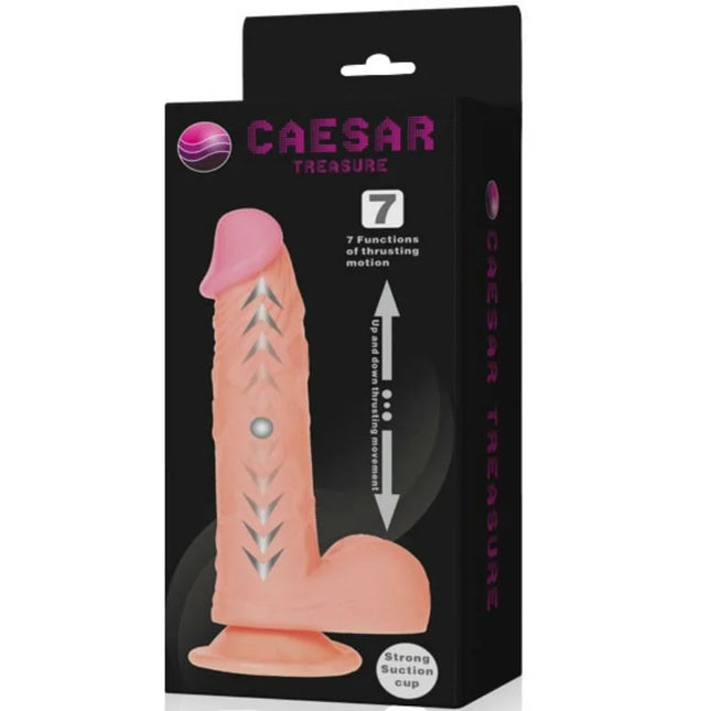 Caesar treasure realistischer dildo mit 7 funktionen aus pinkem silikon und silbernen chevronmustern mit saugfußbasis