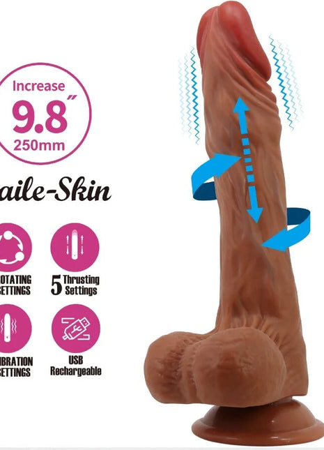 Baile calisto realistischer dildo 24 cm hautfarben in braun mit 250 mm usb wiederaufladbar und 5 vibrationseinstellungen