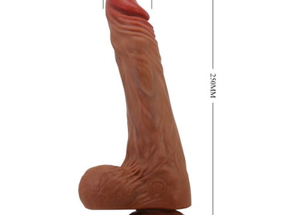 Brauner silikon dildo in phallusform mit strukturierter oberfläche und abgerundetem boden von baile 24 cm