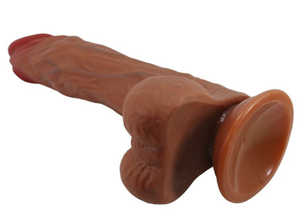 Brauner silikon dildo mit roter spitze und breitem sockel baile calisto realistischer dildo 24 cm hautfarben