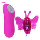 Rosa butterfly-vibrator mit durchsichtigen flügeln und glänzendem finish, inklusive passender fernbedienung von Baile