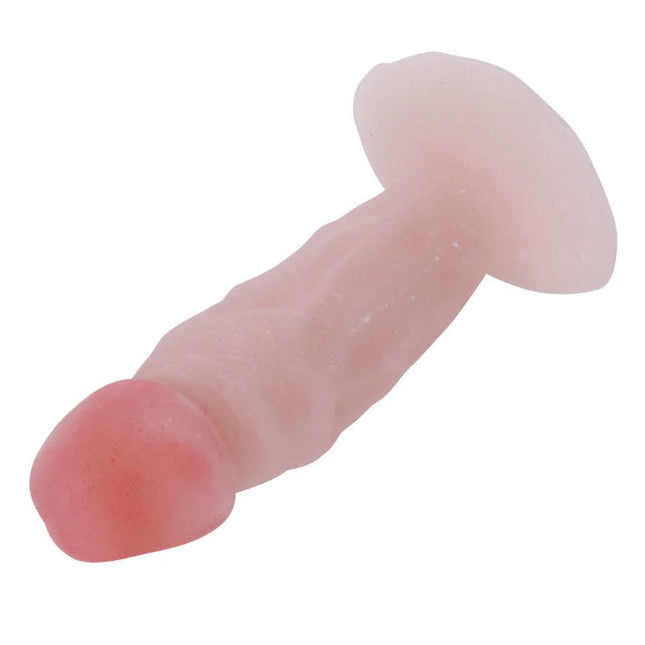 Roter transparenter silikon-dildo mit gerundetem kopf und strukturierter schäftelänge 11 cm von baile