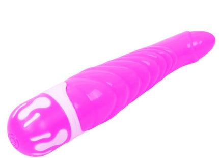 Vibranter pinker silikon g-punkt dildostab mit weißem griffrillenmuster und strukturierter oberfläche 21,8 cm von baile