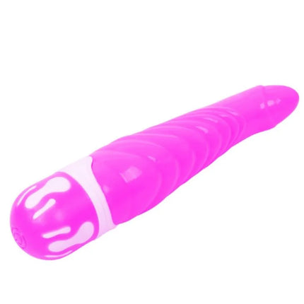 Vibranter pinker silikon g-punkt dildostab mit weißem griffrillenmuster und strukturierter oberfläche 21,8 cm von baile