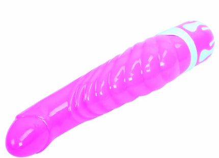 Vibrant pink silikonvibrator baile der realistischen hahn lila g-spot 21.8 cm mit geriffelter oberfläche und blauem band