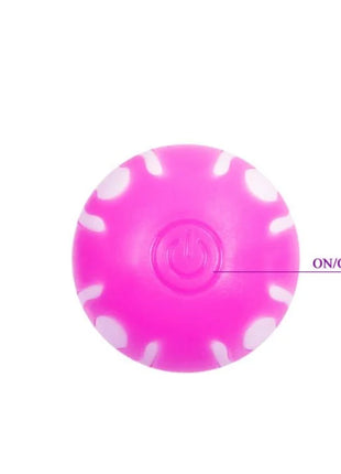 Pink kugelförmiges spielzeug mit weißen blütenmustern und zentralem power-knopf im baile realistischer hahn lila g-spot 21,8 cm
