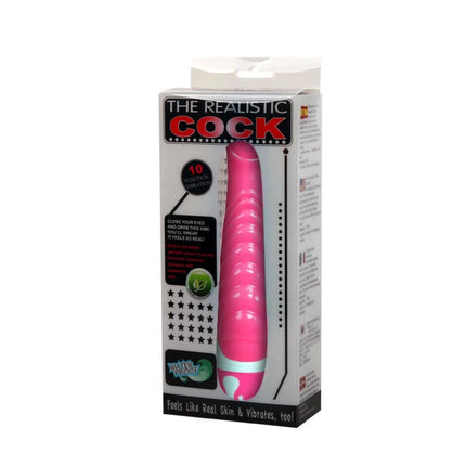 Pinkfarbener silikon realistischer cock vibrator in verpackung baile der realistischen hahn lila g-spot 21,8 cm