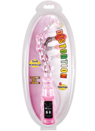 Rosafarbener durchsichtiger bailey distortions dreifach stimulator aus kunststoff mit gebogenem segmentiertem design und schwarzem bedienfeld