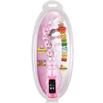 Rosafarbener durchsichtiger bailey distortions dreifach stimulator aus kunststoff mit gebogenem segmentiertem design und schwarzem bedienfeld
