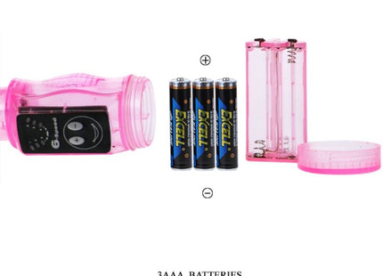Rosa transluzenter batteriebetriebener baile distortion dreifach stimulator mit schwarzer bedienfeld und smiley-tasten