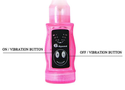 Baile distortion dreifach rosa stimulator pink translucent plastic handheld vibrator with black 6-speed control panel