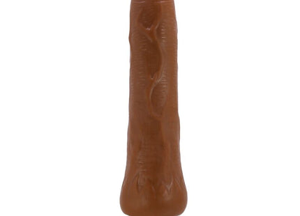 Brauner silikonvibrator mit strukturierter rillenoberfläche und roter spitze baile dryad realistischer vibrator 25 cm mulatte