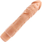 Peachfarbener silikon-vibrator dybbuk von baile mit strukturierter oberfläche und geripptem sockel, 24 cm lang