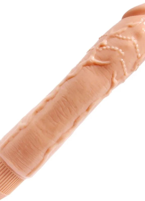 Peachfarbener silikon-vibrator dybbuk von baile mit strukturierter oberfläche und geripptem sockel, 24 cm lang