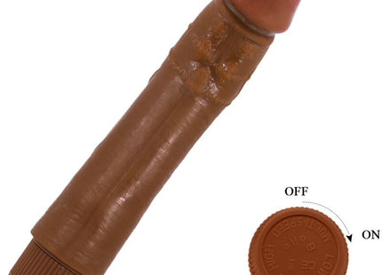 Brauner silikonvibrator baile dybbuk 24 cm mit strukturierter oberfläche und intensitätsregelung