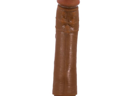 Brauner silikonvibrator mit strukturierter oberfläche und abgerundetem kopf baile dybbuk realistischer vibrator 24 cm mulatte