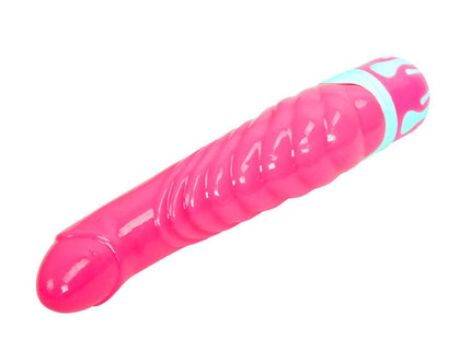 Rosa baile g-spot vibratorspielzeug aus silikon mit geriffelter oberfläche und hellblauem akzentband