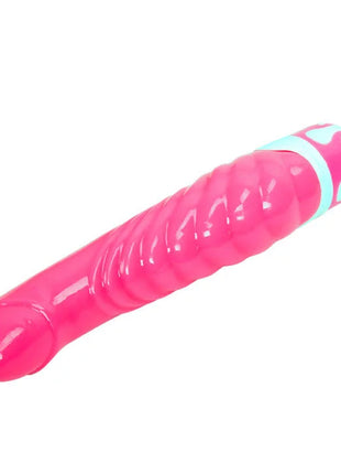 Rosa baile g-spot vibratorspielzeug aus silikon mit geriffelter oberfläche und hellblauem akzentband