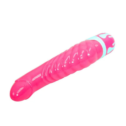 Rosa baile g-spot vibratorspielzeug aus silikon mit geriffelter oberfläche und hellblauem akzentband