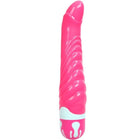 Rosa silikon vibratorspielzeug mit strukturierter rippoberfläche und weißen dekorakzenten von Baile G-spot 21,8 cm
