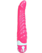 Rosa silikon vibratorspielzeug mit strukturierter rippoberfläche und weißen dekorakzenten von Baile G-spot 21,8 cm