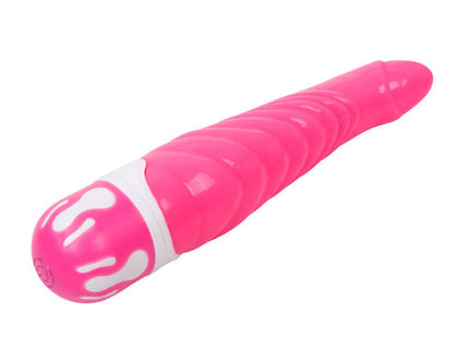 Rosa silikon vibrator mit weißem swirl-design am runden ende baile g-spot 21 8 cm