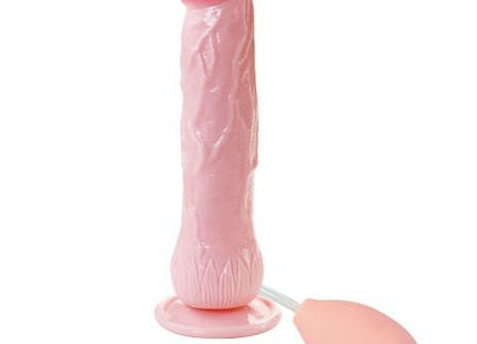 Pink silikon dildo mit strukturierter oberfläche und pumpball basis von baile eros realistischer ejakulator penis
