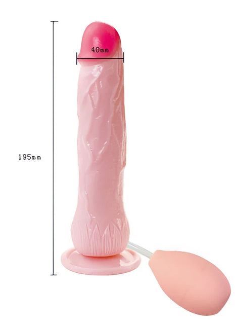 Pink silikon dildo mit strukturierter oberfläche und pumpe basierend auf baile eros realistischer ejakulator penis