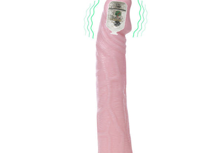Rosa silikon vibrierendes baile fantasy vibe extension spielzeug mit transparentem batteriefach oben