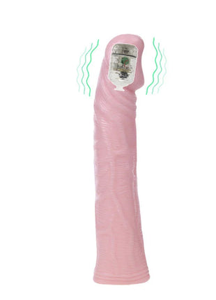Rosa silikon vibrierendes baile fantasy vibe extension spielzeug mit transparentem batteriefach oben