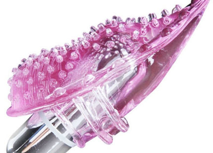 Baile fingervibrator transparenter pinker silikonlippenstimulator mit klaren kunststoffrillen und metallbasis
