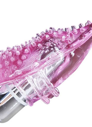 Baile fingervibrator transparenter pinker silikonlippenstimulator mit klaren kunststoffrillen und metallbasis