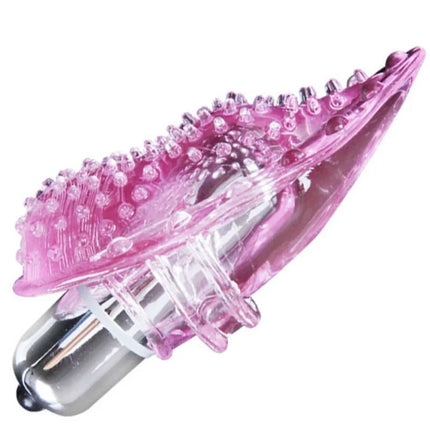 Baile fingervibrator transparenter pinker silikonlippenstimulator mit klaren kunststoffrillen und metallbasis