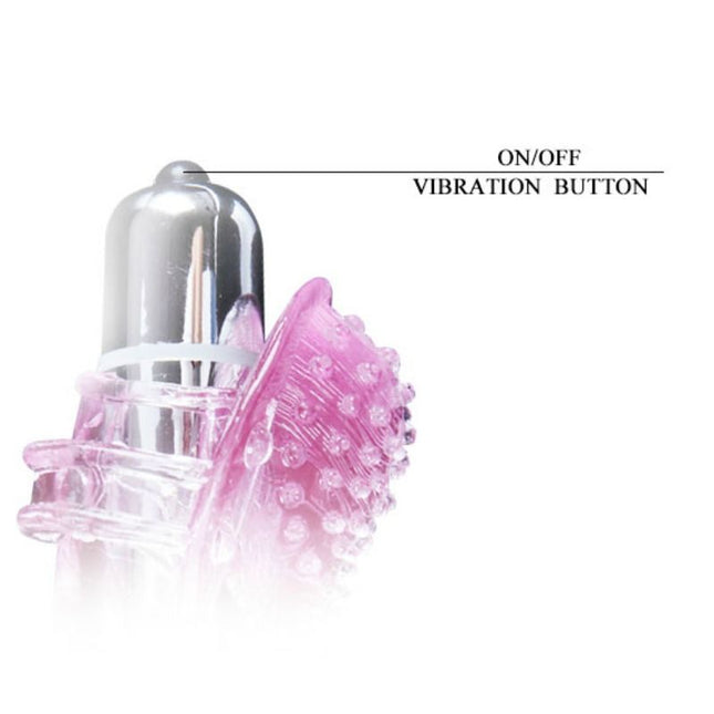 Baile fingertipvibrator in pink und transparent aus silikon mit silbernem metallknopf zur stimulierenden massage