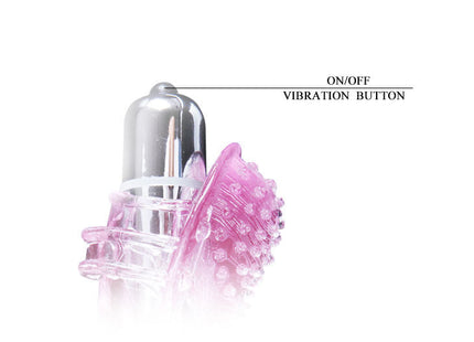 Pink silikon fingertip vibrator mit klarem metallischem zylinder steuerknopf für stimulierende massage