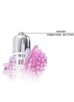 Pink silikon fingertip vibrator mit klarem metallischem zylinder steuerknopf für stimulierende massage