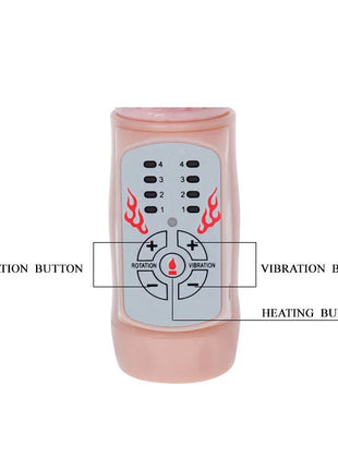 Pinkes plastikhändgerät baile fire bunny rotator mit feuersystem grau bedienfeld mit flammengrafik und tasten für rotation vibration und heizung