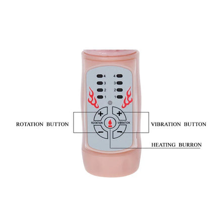 Pinkes plastikhändgerät baile fire bunny rotator mit feuersystem grau bedienfeld mit flammengrafik und tasten für rotation vibration und heizung
