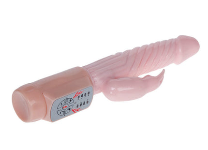 Pink silikon vibrierender baile fire bunny rotator mit feuersystem und bedienfeld mit flammendekor und richtungstasten