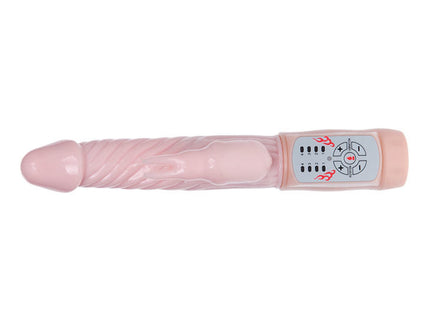 Pink silikon vibrierendes spielzeug mit texturiertem griff und bedienfeld mit flammengrafik von baile fire bunny rotator