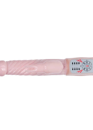 Pink silikon vibrierendes spielzeug mit texturiertem griff und bedienfeld mit flammengrafik von baile fire bunny rotator