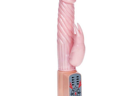 Pinkes silikon vibratorspielzeug fire bunny rotator mit feuersystem mit gerilltem schaft und klauenförmigem anhängsel