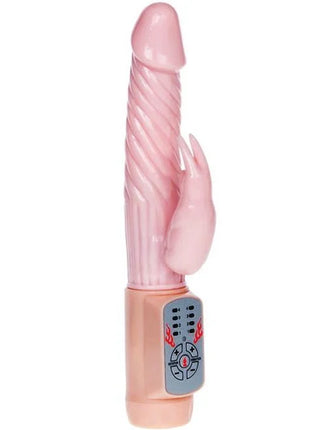 Pinkes silikon vibratorspielzeug fire bunny rotator mit feuersystem mit gerilltem schaft und klauenförmigem anhängsel